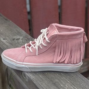 Vans Pink Suede SK8 Hi Tops W/Moccasin Fringe